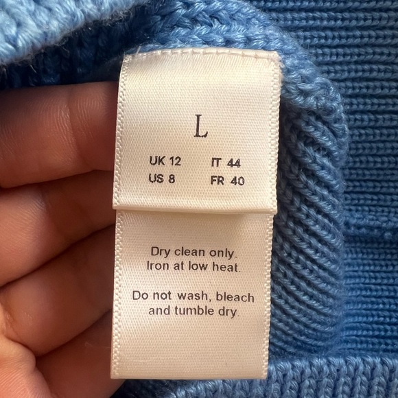 Anna October Rachel Tie-Accented Wool-Knit Sweater blue size large - Picture 5 of 8